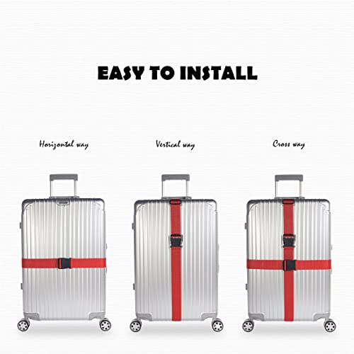 4pcs 74″×2″Luggage Straps for Suitcases,Adjustable Suitcase Straps and Heavy Duty Strap Buckle Packing Straps Travel Accessories,Red - color: Red 4PCS