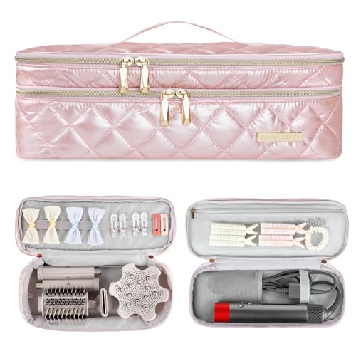 Double-Layer Travel Case Compatible with Dyson Airwrap Shark FlexStyle - color: Pink