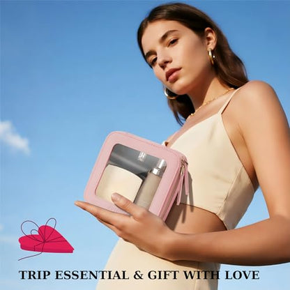 Small Clear Makeup Bag for Purse, Travel Cosmetic Case, Pink, Mini - color: Pink, size: Mini