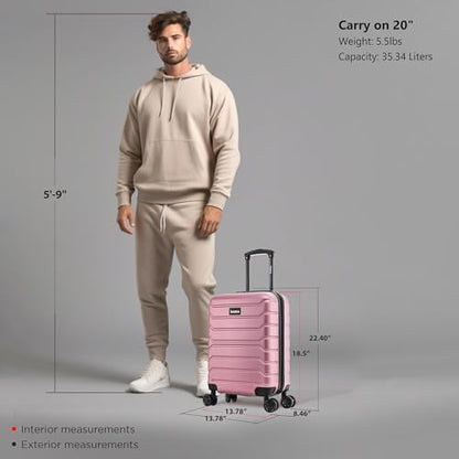 InUSA TREND 20-Inch Carry-On Hardside Spinner Luggage Lightweight Rose Gold - color: Rose Gold, size: 20 Inch