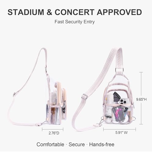 Clear Sling Bag for Stadium Events, Stadium & Concert Approved Crossbody - color: Beige