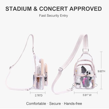 Clear Sling Bag for Stadium Events, Stadium & Concert Approved Crossbody - color: Beige