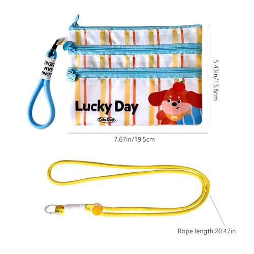 Cartoon Handheld & Neck Wallet for Women and Family with Detachable(Blue) - color: Blue