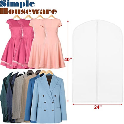Simple Houseware 40-Inch Translucent Garment Bags with Zipper, 10 Pack - size: 10 Pack - 40"
