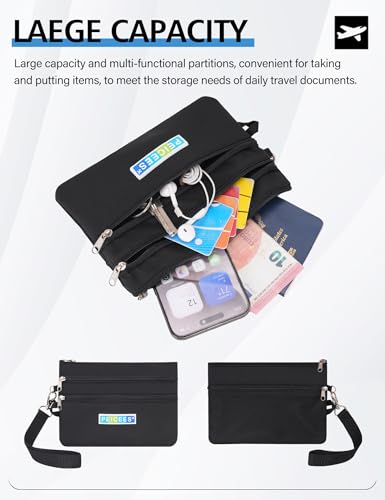 Peicees World Travel Essentials Currency and Passport Organizers Cash Cards Tickets Holder RFID Blocking Wallet, Black - color: Black