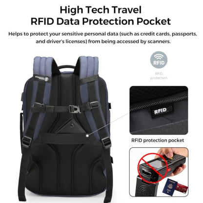 Swissdigital Design Travel Backpack 43l with USB Charging Port Laptop Backpack,TSA Friendly Flight Approved Carry-on Luggage Hand,Large Weekender Bag Fits 17 Inch Laptop Blue | SD1748-12 - color: Blue