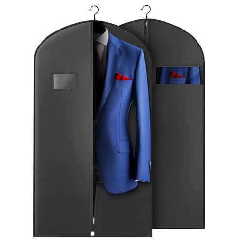 Hleelomi 2 Pack 43-in Garment Bag for Hanging Clothes Suit Bag Black - color: black, size: 43“ （2 pack)