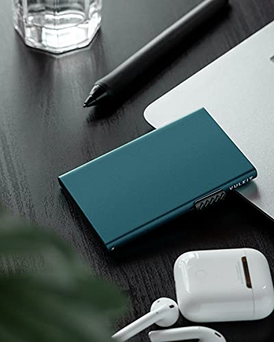 VULKIT Minimalist Credit Card Holder Pop Up Cards RFID Protection Slim Metal Wallet - color: Emerald Green