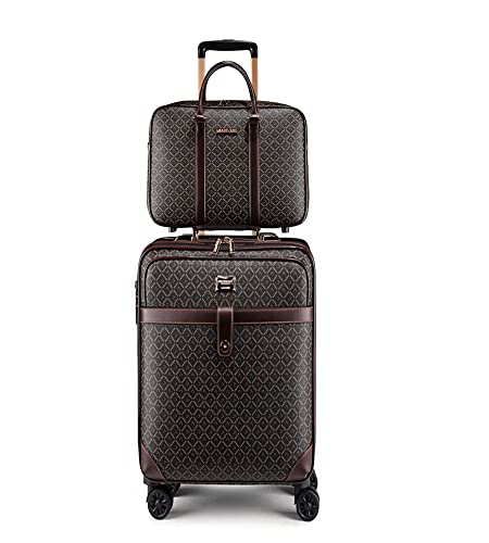 feilario 2 pcs Waterproof PVC Leather Business Carry On Luggage, TSA Lock - color: rhombus