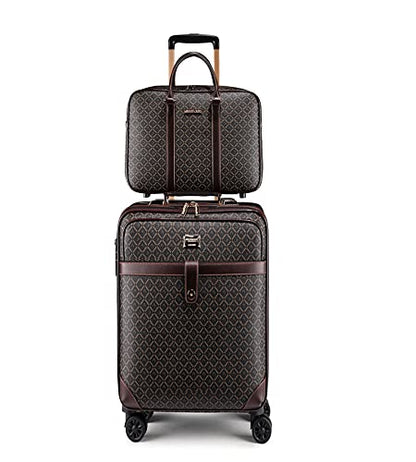 feilario 2 pcs Waterproof PVC Leather Business Carry On Luggage, TSA Lock - color: rhombus
