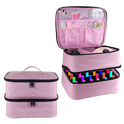 Boczif 2Layer Nail Polish Organizer for 30 Bottles(15ml/0.5 fl.oz)(Pink) - color: Pink