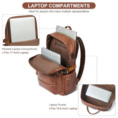 Shrrie 17 Inch Laptop Backpack for Women with Large Water Bottle Holders - color: Caramel Brown