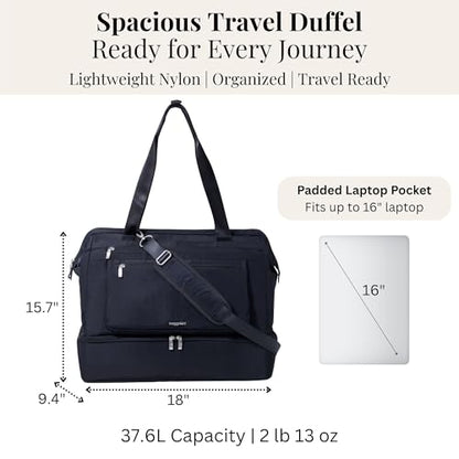 Modern Weekender - Lightweight 18"x15.7"x9.4" Duffel Carry-on Travel Bag for Women - color: French Navy