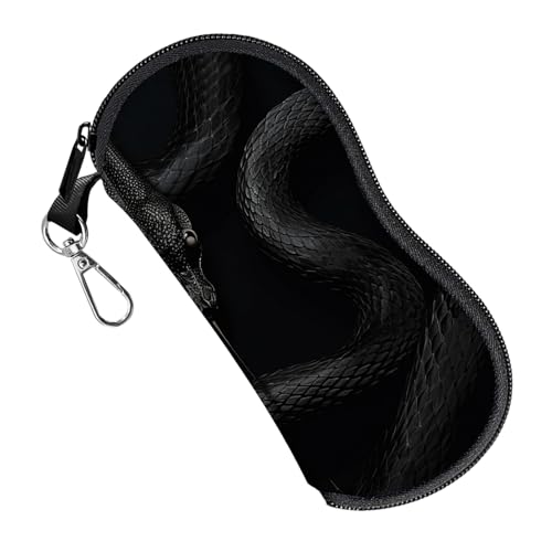 Glasses Case Eyeglass Sunglasses Zipper Soft Neoprene Ultra Light Pouch Metal Belt Clip Aesthetic Women Men - color: E9-black Dragon