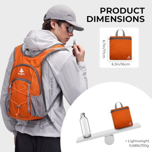 14L Small Hiking Backpack, Packable Travel Daypack for Men Women - color: Orange