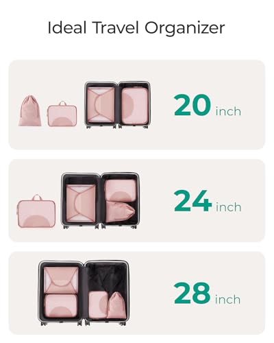BAGSMART 여행용 의류 폴더 패킹 큐브, 주름 방지 경량 여행용 큐브 4세트, 내구성 있는 여행 가방 정리함 가방 세트, 여행 필수품용, 베이비 핑크
