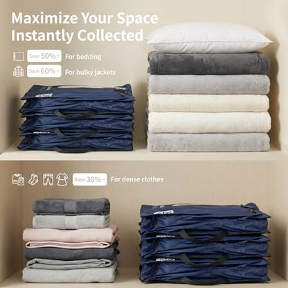 Vacuum Seal Bags for Travel with Pump, Navy, 20+20+28 - color: Navy, size: Fits 26-28 in suitcase