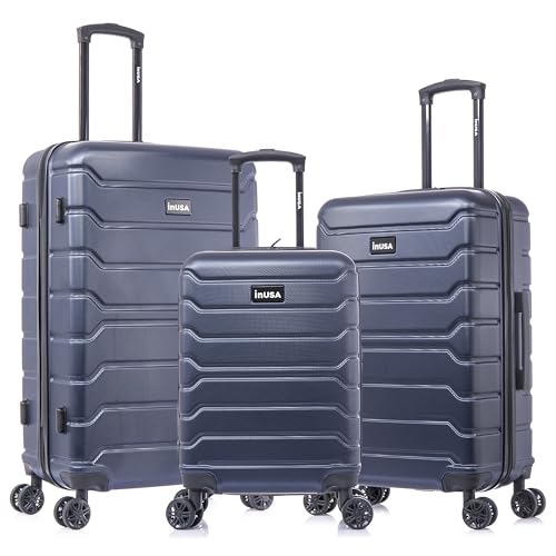 InUSA TREND Luggage with Spinner Wheels | Durable Lightweight Hardshell SuitcaseTravel sets with Handle and Trolley | (20in 24in 28in) 3 Piece Set | Blue - color: Blue, size: 3-Piece Set (Carry-on, Medium, Large)