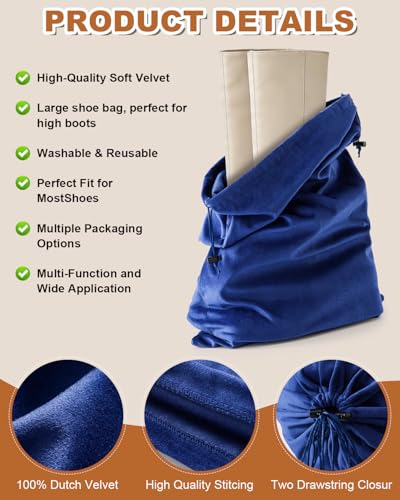 2 Pcs Shoe Bags for Travel, Large Boot Bag, Palace Blue, 21.2x13.3 Inch - color: Palace Blue, size: 21.2"x13.3"
