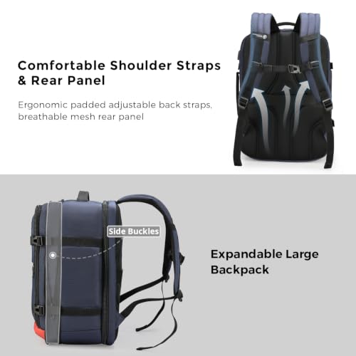 Swissdigital Design Travel Backpack 43l with USB Charging Port Laptop Backpack,TSA Friendly Flight Approved Carry-on Luggage Hand,Large Weekender Bag Fits 17 Inch Laptop Blue | SD1748-12 - color: Blue
