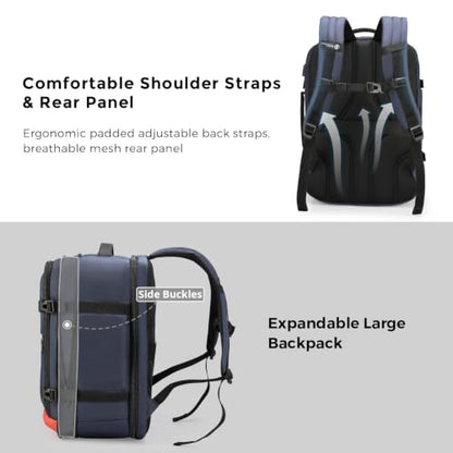 Swissdigital Design Travel Backpack 43l with USB Charging Port Laptop Backpack,TSA Friendly Flight Approved Carry-on Luggage Hand,Large Weekender Bag Fits 17 Inch Laptop Blue | SD1748-12 - color: Blue