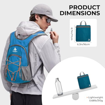 14L Small Hiking Backpack, Packable Travel Daypack for Men Women - color: Lake Blue
