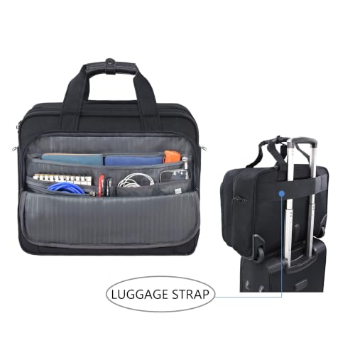KROSER 17.3 Inch Rolling Laptop Computer Bag,Wheeled Briefcase，Roller case | Multi-compartments,silent wheels, fits airline overhead bins for overnight business trips