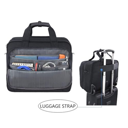 KROSER 17.3 Inch Rolling Laptop Computer Bag,Wheeled Briefcase，Roller case | Multi-compartments,silent wheels, fits airline overhead bins for overnight business trips