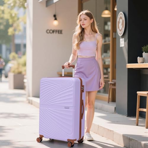 Luggage Sets 5 Piece Hardside Suitcase,Purple (20"/24"/28"/DB/TB) - color: Purple