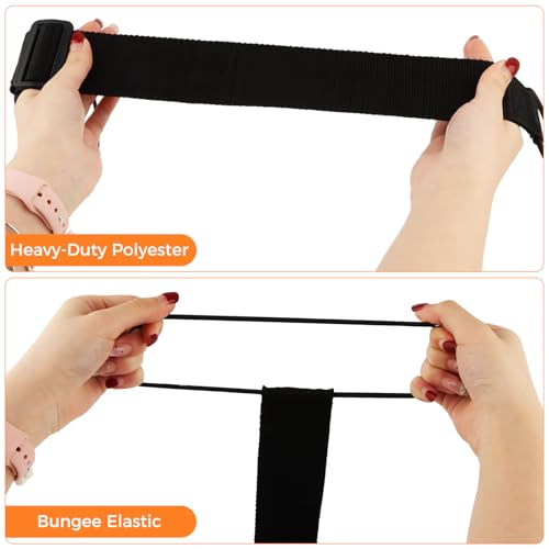 2 Pack Multi Use Strong Adjustable Luggage Connector Straps, Elastic Fastening Belt with Anti-Slip Design, Durable Polyester Travel Strap for Suitcases, Home(Black)