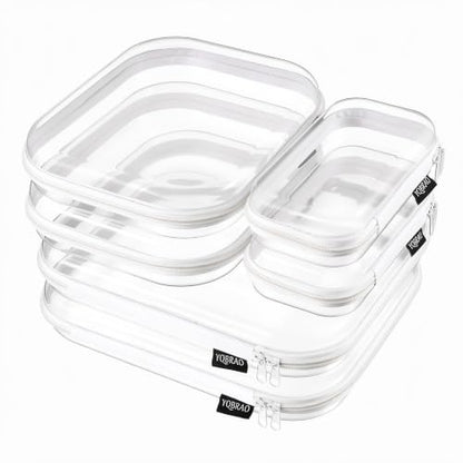 YQBRAO Clear Hard Shell Zipper Cases, Diaper Bag Organizer, 2L 2M 2S, White - color: White, size: 6 Pack (2L+2M+2S)