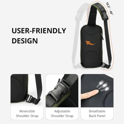 Swissdigital Design Crossbody Bag for Men, RFID Blocking Sling Bag with Adjustable Strap Use - color: Olive