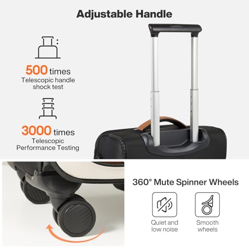 mixi 24 Inch Softside Expandable Checked Luggage, Black-Off White - color: Black-Off White, size: 24-Inch Checked in