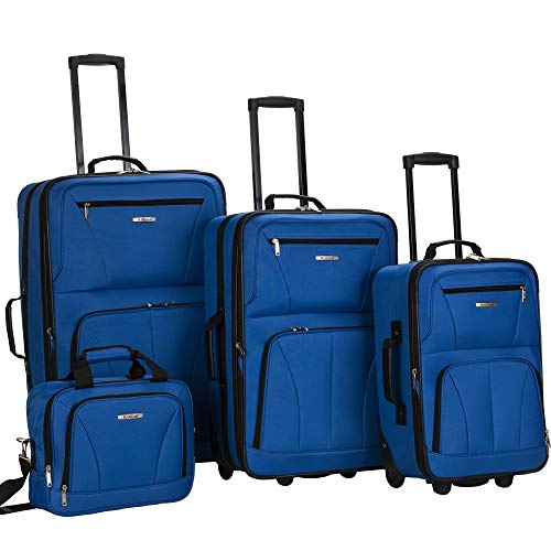 Rockland Journey Softside Upright Luggage Set,Expandable, Blue, 4-Piece (14/19/24/28) - color: Blue, size: 4 Piece (28"/24"/19"/14" Tote)