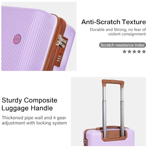 Luggage Sets 3 Piece (20/24/28 inch)-Carry On Suitcase-Suitcase With Wheels-PC+ABS - Hardside Spinner Travel Luggage, Black, 8 Pcs Set, Hardside Luggage Sets With Spinner Wheels (PURPLE) - color: PURPLE