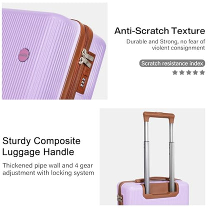 Luggage Sets 3 Piece (20/24/28 inch)-Carry On Suitcase-Suitcase With Wheels-PC+ABS - Hardside Spinner Travel Luggage, Black, 8 Pcs Set, Hardside Luggage Sets With Spinner Wheels (PURPLE) - color: PURPLE