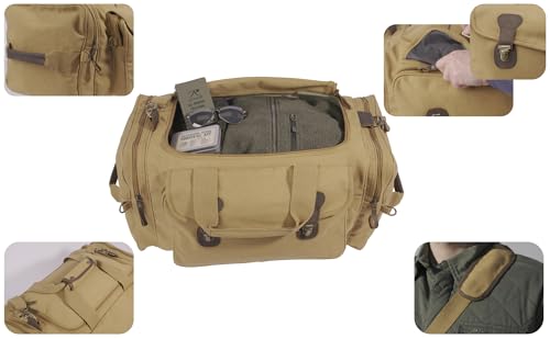 Rothco Canvas Long Weekend Bag - Rugged and Spacious Overnight Weekender Travel Duffel - color: Coyote Brown
