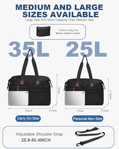 Pritent Travel Duffle Bag, Weekender Overnight Personal Item Carry On Bag - color: Black, size: Large