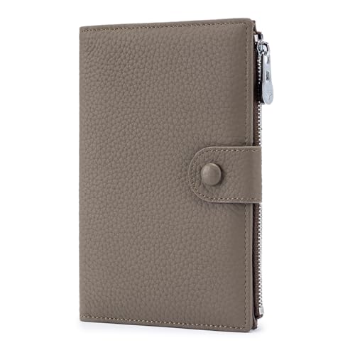 Genuine Leather RFID Blocking Passport Holder Wallet, Multi-Functional Travel Document Organizer with Zipper Pocket, Includes SIM Card Ejector Pin (Dark Khaki) - color: Dark Khaki