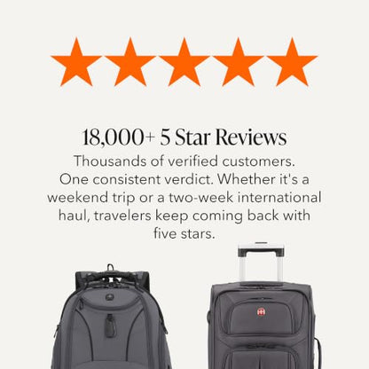 SwissGear Sion Softside Expandable Spinner Luggage Durable Lightweight Travel Suitcase, Dark Grey, 2-Piece Set (Carry-On/Backpack) - color: Dark Grey, size: 2-Piece Set (Carry-On/Backpack)