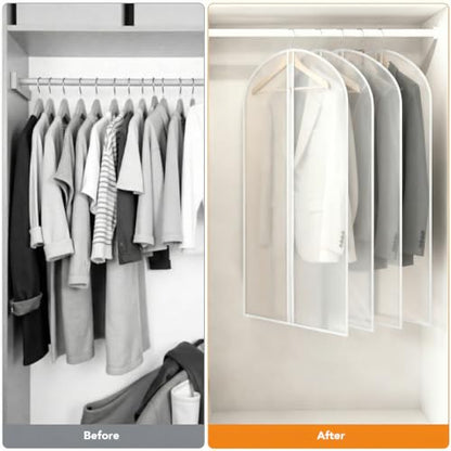 Dntorx 6 Pack Garment Bags, 24 x 40 Inch Peva Covers, White Edge - color: Matte with White Edge, size: 40in *6