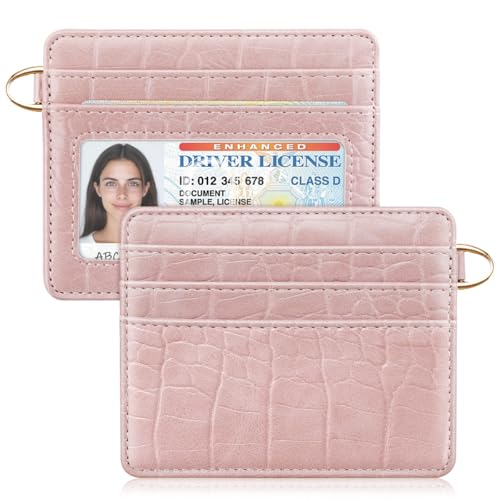 Slim Credit Card Holder Crocodile Wallet Women Thin Wallets - color: A Pink