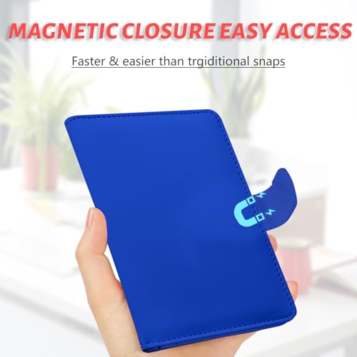 Passport Holder, Cute Travel Wallet Cover with RFID Blocking,Blue | PU leather travel wallet with magnetic closure, card slots, pen loop, and easy access for passports and essentials. - color: T-Blue