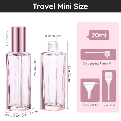 Segbeauty Perfume Travel Refillable, 20ml Portable Mini Perfume Atomizer, 2 Pack Empty Cologne Dispenser Perfume Bottles Scent Pump Case Toiletries Container Sprayer Travel Essential Accessory Set - color: Orange Pink, style: Mini Bottles