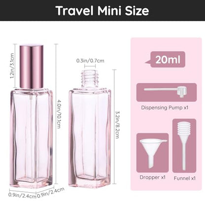 Segbeauty Perfume Travel Refillable, 20ml Portable Mini Perfume Atomizer, 2 Pack Empty Cologne Dispenser Perfume Bottles Scent Pump Case Toiletries Container Sprayer Travel Essential Accessory Set - color: Orange Pink, style: Mini Bottles