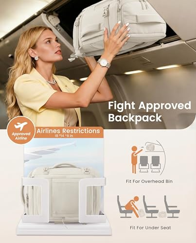 LOVEVOOK Travel Backpack for Women Men, 40L Carry On Travel Backpack - color: Greige, size: 40L-4Pcs