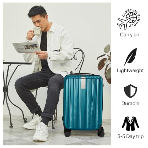Hanke Luggage Sets 3 piece Carry On Luggage with Wheels PC Hard Shell Suitcases Lightweight Checked Travel Luggage Extra Large Travel Suitcase Woman Men 20/24/29 Inch(Caribbean Blue) - color: Caribbean Blue, size: 3 Pc Set(20/24/29)