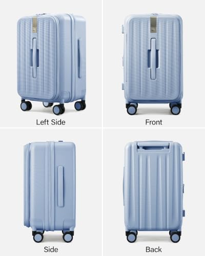 Hanke 20 Inch Top Opening Expandable PC Carry On Luggage with TSA Lock,50L - color: Mist Blue, size: 20 Inch