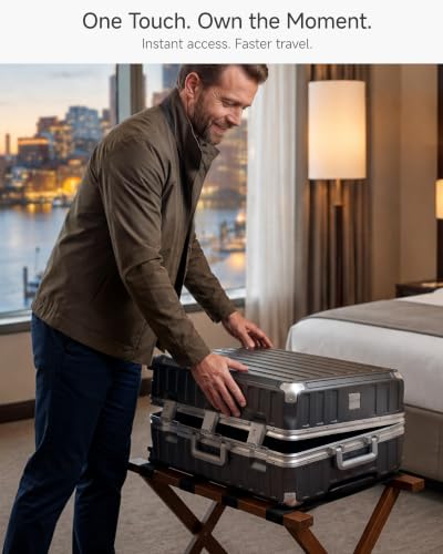 LUGGEX 26 Inch Zipperless Checked Luggage, Charcoal Metallic - color: Charcoal Metallic, size: 26 Inch