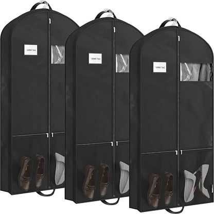 Simple Houseware 54" Travel Garment Bag with Pockets, Lightweight, 3 Pack - size: 54-Inch w/ Pocket, 3-Pack, Black
